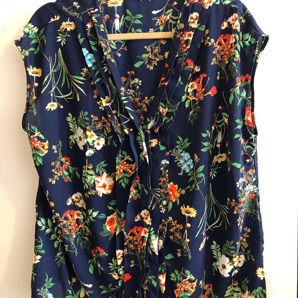 Blue floral blouse